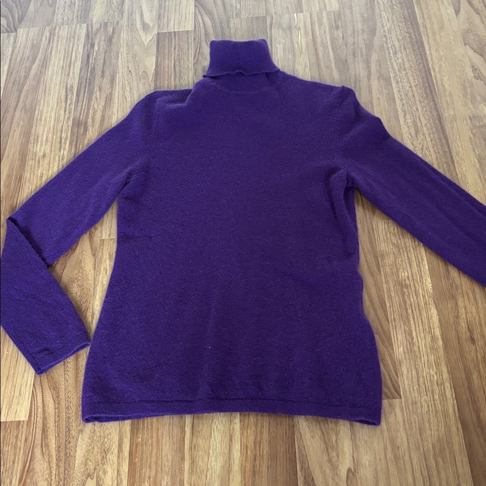 Lord & Taylor Rich Purple Turtleneck Cashmere Sweater